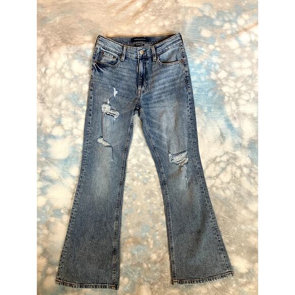 AEROPOSTALE High Rise Flare Jeans Ripped Denim Size 2 S Short - Picture 8 of 11